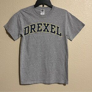 Drexel University S Adult Gray w/ Navy & Yellow Lettering Short Sleeve Tee